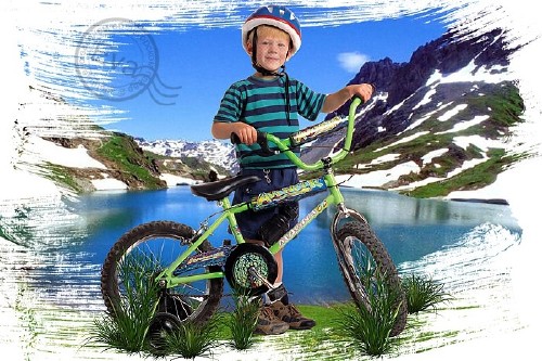 Шаблон для фотографий - Мальчик с велосипедом