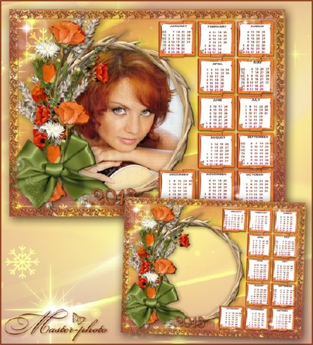 Рамка-календарь на 2013 год - Букет из маков