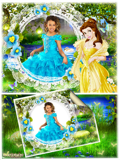 Детская рамка для фото - Принцесса бабочки и цветочки